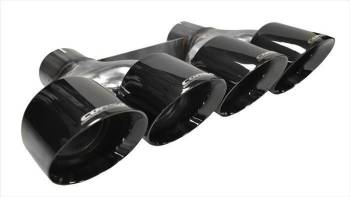 Corsa Performance - Corsa Exhaust Tip - Clamp-On - 2-3/4" Dual Inlet - 4-1/2" Quad Round Outlets - Stainless - Black Powder Coat