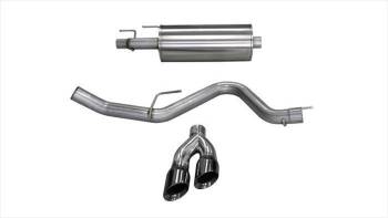 Corsa Performance - Corsa Sport Exhaust System - Cat-Back - 3" Diameter - Single Side Exit - Dual 4" Black Tips - Stainless - Ford EcoBoost Series