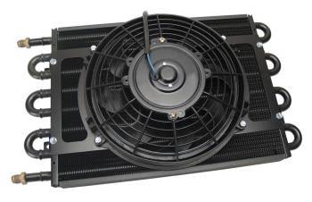 Derale Performance - Derale Fluid Cooler and Fan - Tube Type - 6 AN Male Inlet/Outlet - Aluminum/Copper - Black Powder Coat - Universal