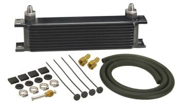Derale Performance - Derale Fluid Cooler - Plate Type - 10 AN Felmale O-Ring Inlet/Outlet - 6 AN Male Adapters - Fittings/Hardware/Hose - Black - Automatic Transmission