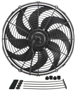 Derale Performance - Derale Dyno Cool Electric Cooling Fan - 16" Fan - Push/Pull - 1980 CFM - 12V - Curve Blade - 16-1/2 x 15-5/8" - 3-5/8" - Install - Plastic