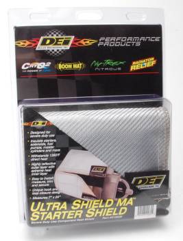 Design Engineering - DEI Ultra Shield MA Starter Heat Shield 24 x 7" Velcro Closure Aluminized Fiberglass Cloth - Silver