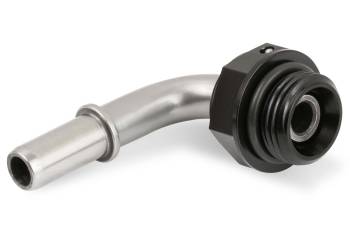 Earl's - Earl's Fuel Line Adapter Fitting - 90 Degree - 3/8" SAE Male Quick Disconnect to 8 AN ORB - Stainless - Aluminum - Black