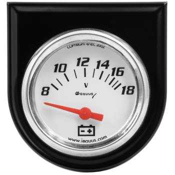 Equus Products - Equus 5000 Series Voltmeter - 8-18V - Electric - Analog - Short Sweep - 2" Diameter - Panel Mounted - White Face
