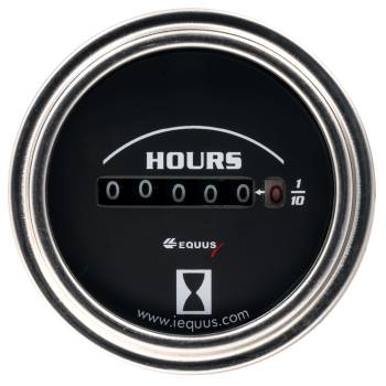 Equus Products - Equus 7000 Classic Series Hour Meter - 0-9999 hrs - Electric - Analog - 2" Diameter - Black Face