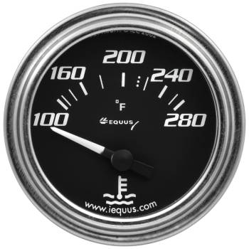 Equus Products - Equus 7000 Classic Series Water Temperature Gauge - 100-280 Degree F - Electric - Analog - 2" Diameter - Black Face