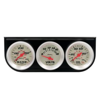 Equus Products - Equus 8000 Series Gauge Kit - Analog - Oil Pressure/Voltmeter/Water Temperature - 1-1/2" Diameter - White Face