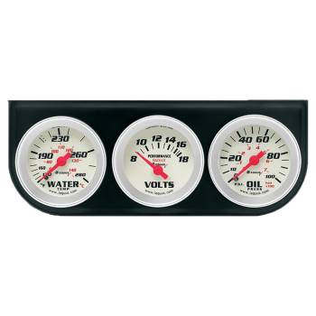 Equus Products - Equus 8000 Series Gauge Kit - Analog - Oil Pressure/Voltmeter/Water Temperature - 2" Diameter - White Face