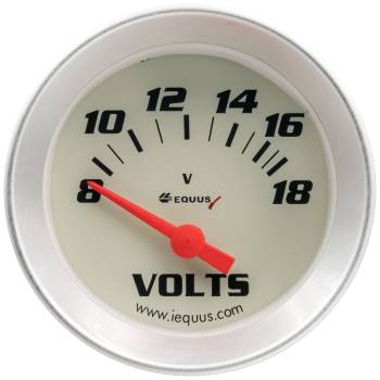 Equus Products - Equus 8000 Series Voltmeter - 8-18V - Electric - Analog - Short Sweep - 2" Diameter - White Face