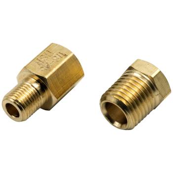 Equus Products - Equus Adapter Fitting - Straight - 1/8-27 to 1/4-18 NPT - 1/8-28 NPT to 1/8-28 BSPT - Brass - Oil Pressure Fittings