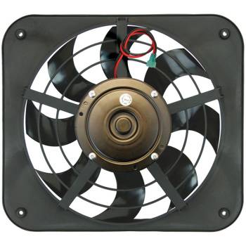 Flex-A-Lite - Flex-A-Lite Lo-Profile S-Blade Electric Cooling Fan - Dual 12-1/8" Fan - Pusher - 1250 CFM - 12V - Curved Blade - 15 x 13-1/2" - 2-5/8" - Controller
