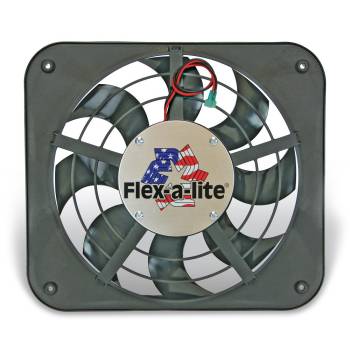 Flex-A-Lite - Flex-A-Lite Lo-Profile S-Blade Electric Cooling Fan - 12" Fan - Puller - 1250 CFM - 12V - Curved Blade - 15 x 13-1/2" - 2-5/8" Thick - Controller