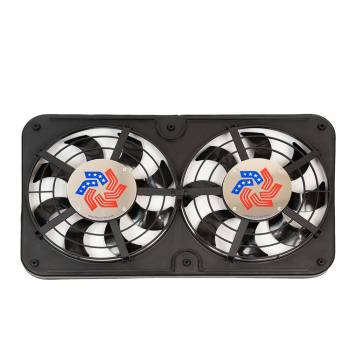 Flex-A-Lite - Flex-A-Lite Lo-Profile S-Blade Electric Cooling Fan - Dual 12-1/8" Fan - Puller - 2500 CFM - 12V - Curved Blade - 26-1/4 x 15-1/2" - 2-5/8"