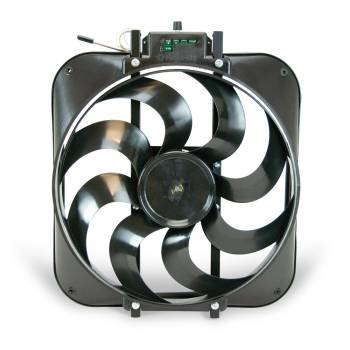 Flex-A-Lite - Flex-A-Lite Black Magic S-Blade Electric Cooling Fan - 15" Fan - Push/Pull - 3000 CFM - 12V - Curved Blade - 16 x 18" - 4-1/4" Thick - Controller