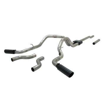 Flowmaster - Flowmaster Outlaw Exhaust System - Cat-Back - 3" Diameter - Dual Side Exit - 4" Black Tips - Stainless - Ford Modular