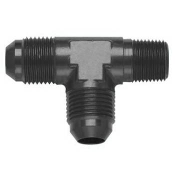 Fragola Performance Systems - Fragola Adapter Tee Fitting - 4 AN Male x 1/8" NPT Male x 4 AN Male - Aluminum - Black