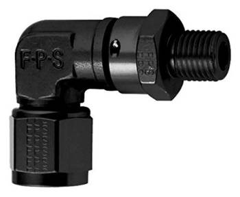 Fragola Performance Systems - Fragola Adapter Fitting - 90 Degree - 8 AN Female to 3/4-16 Male - Swivel - Aluminum - Black