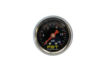 FST Carburetors - FST Fuel Pressure Gauge - Mechanical - Analog - 1-1/2" Diameter - Liquid Filled - Black Face