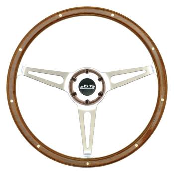 GT Performance - GT Performance GT3 Retro Steering Wheel - Cobra - 14" Diameter - 3 Spoke - 3-1/8" Dish - Wood Grip - Aluminum - Polished