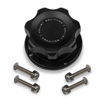 Holley - Holley Fuel Cell Filler Cap Assembly - Raised Cell Mount - 1-3/8" OD - Hardware Included - 4-Bolt Flange - Aluminum/Steel - Black