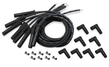Holley EFI - Holley EFI Spiral Core Spark Plug Wire Set - 8.2 mm - Black - Straight/90 Degree Plug Boots - Socket Style - Cut-To-Fit - V8