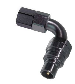 Jiffy-tite - Jiffy-tite Quick Disconnect Fitting - 3000 Series - 90 Degree - 8 AN Female to Valve Male Quick Disconnect - Aluminum - Black