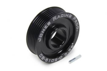 Jones Racing Products - Jones Racing Products Serpentine Crankshaft Pulley - 6-Rib - 3.250" Diameter - 1-1/8" Mandrel - 1/8" Keyway - Aluminum - Black