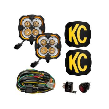 KC HiLiTES - KC HiLiTES Flex Era 4 LED Light Assembly - Spot - 80 Watts - 4 Amber LED - Covers Included - Universal - Aluminum