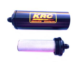 Kluhsman Racing Components - Kluhsman Racing Components Fuel Filter - In-Line - Stainless Element - 7.500" Long - 6 AN Male Inlet - 6 AN Male Outlet - Aluminum - Black
