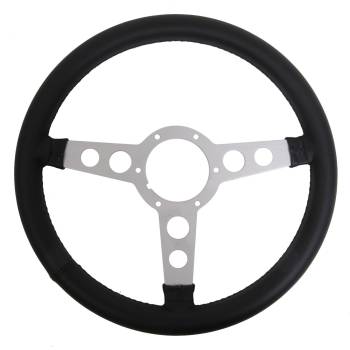 Lecarra Steering Wheels - Lecarra Formula Steering Wheel - 14" Diameter - 3 Spoke - Aluminum/Leather - Clear/Black