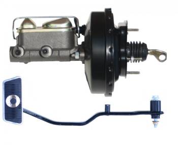 Leed Brakes - Leed Master Cylinder and Booster - Dual Integral Reservoir - 9" OD - Single Diaphragm - Brake Pedal Included - Steel - Black/Natural