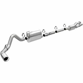 Magnaflow Performance Exhaust - Magnaflow Street Series Exhaust System - Cat-Back - 3-1/2" Diameter - Single Side Exit - 5" Polished Tip - Stainless - Ford Powerstroke - Super Duty