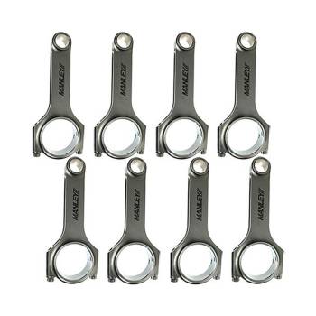 Manley Performance - Manley H-Beam Connecting Rod - 5.933" Long - Bushed - 3/8" Cap Screws - Forged Steel - (Set of 8)