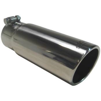MBRP Performance Exhaust - MBRP Exhaust Tip - 3" Inlet - 3-1/2" Round Outlet - 10" Length - Single Wall - Rolled Edge - Angled Cut - Stainless - Black Chrome