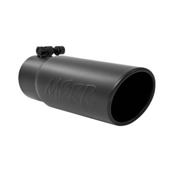MBRP Performance Exhaust - MBRP Exhaust Tip - 3" Inlet - 3-1/2" Round Outlet - 10" Length - Single Wall - Rolled Edge - Angled Cut - Stainless - Black Powder Coat