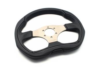 Momo - Momo Eagle Steering Wheel - 350 mm Diameter - 3 Spoke - 40 mm Dish - Black Leather Grip - Aluminum - Gray