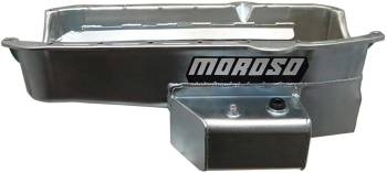 Moroso Performance Products - Moroso Street/Strip Engine Oil Pan - Passenger Side Sump - 7 qt - 7" Deep - Baffled - Steel - Zinc Oxide - Small Block Chevy