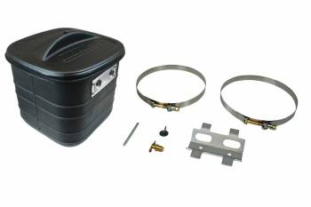 Moroso Performance Products - Moroso Cool Can Cooling Tank - 7-3/4 x 7-3/4 x 8" Tall - 8 AN Female Inlet - 8 AN Female Outlet - Aluminum/Plastic - Brushed/Black