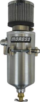 Moroso Performance Products - Moroso Breather Tank - 10 AN Male Fitting - Petcock Drain - T-Bolt Mounting Clamp - Breather Included - Aluminum