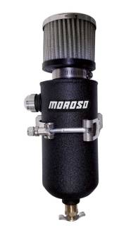 Moroso Performance Products - Moroso Breather Tank - 12 AN Male Fitting - Aluminum - Black Powder Coat