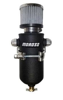 Moroso Performance Products - Moroso Breather Tank - Dual 10 AN Male Fittings - Aluminum - Black Powder Coat