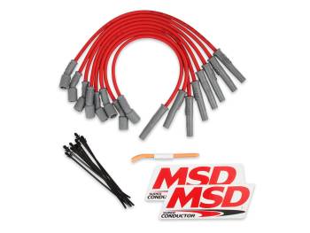 MSD - MSD Super Conductor Spark Plug Wire Set - Spiral Core - 8.5 mm - Red - Straight Plug Boots - Factory Style Boots/Terminals - 6.2 L