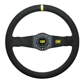 OMP Racing - OMP Rally Steering Wheel - 350 mm Diameter - 2-Spoke - Suede Leather Grip - Aluminum - Black