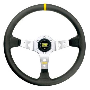 OMP Racing - OMP Corsica Liscio Steering Wheel - 350 mm Diameter - 3 Spoke - Leather Grip - Aluminum - Clear