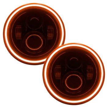Oracle Lighting Technologies - Oracle Lighting Sealed Beam Headlight - 7" OD - Halo LED Ring - H4/H13 Connectors Included - Plastic - Amber - Universal - (Pair)