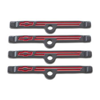 Proform Parts - Proform Bowtie Logo Valve Cover Hold Down Tabs - Steel - Gray - Small Block Chevy/V6 - (Set of 4)