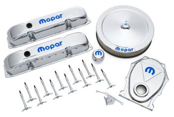 Proform Parts - Proform Engine Dress Up Kit - Recessed Blue Mopar Logo - Steel - Chrome - Mopar B/RB-Series