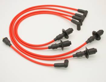 PerTronix Performance Products - PerTronix Flame-Thrower Spark Plug Wire Set - Spiral Core - 8 mm - Red - Straight Plug Boots - HEI Style - Volkswagen 4-Cylinder
