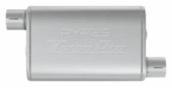 Pypes Performance Exhaust - Pypes Performance Exhaust Turbo Pro Muffler - 3" Offset Inlet - 3" Offset Outlet - 9-1/2 x 4-1/2" Oval Body - 14" Long - Stainless