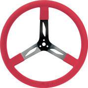 QuickCar Racing Products - QuickCar Steering Wheel - 3 Spoke - Steel - Black/Red